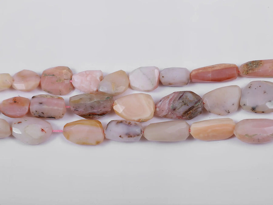 Pink Opal Faceted Flat Tumbles Beaded Necklace String