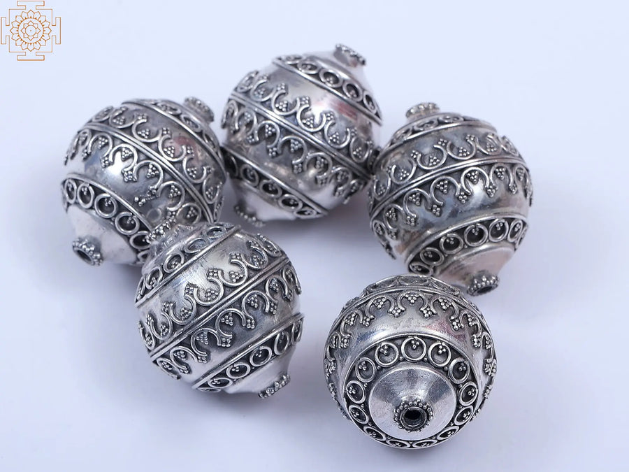 Sterling Silver Beaded Necklace Set of Five Pieces