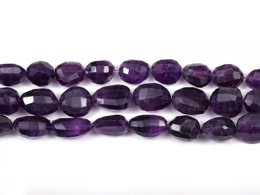 Faceted Amethyst Nugget Beaded Necklace String