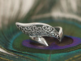 Leaf Motif Adjustable Sterling Silver Ring