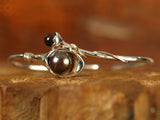 White Pearl Flower Branch Sterling Silver Bracelet