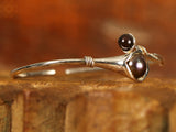 White Pearl Flower Branch Sterling Silver Bracelet