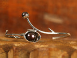 Black Pearl Flower Branch Sterling Silver Bracelet