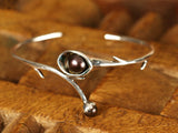 Black Pearl Flower Branch Sterling Silver Bracelet