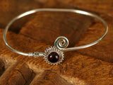 Spiral Open Cuff Bracelet in Sterling Silver with Gemstone