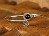 Spiral Open Cuff Bracelet in Sterling Silver with Gemstone