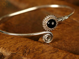 Spiral Open Cuff Bracelet in Sterling Silver with Gemstone