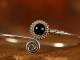 Spiral Open Cuff Bracelet in Sterling Silver with Gemstone