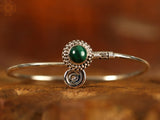 Spiral Open Cuff Bracelet in Sterling Silver with Gemstone
