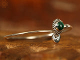 Spiral Open Cuff Bracelet in Sterling Silver with Gemstone