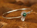 Spiral Open Cuff Bracelet in Sterling Silver with Gemstone