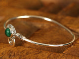 Spiral Open Cuff Bracelet in Sterling Silver with Gemstone