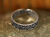 Engraved Diamond Pattern Sterling Silver Ring