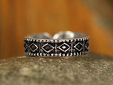 Engraved Diamond Pattern Sterling Silver Ring