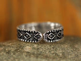 Engraved Diamond Pattern Sterling Silver Ring
