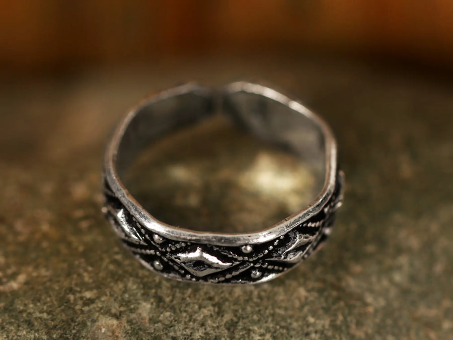 Engraved Traditional Motif Sterling Silver Rings