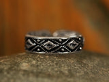 Engraved Traditional Motif Sterling Silver Rings