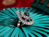 Sterling Silver Sun Motif Ring with Semiprecious Stone