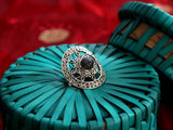 Sterling Silver Sun Motif Ring with Semiprecious Stone