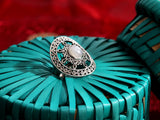 Sterling Silver Sun Motif Ring with Semiprecious Stone