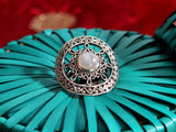 Sterling Silver Sun Motif Ring with Semiprecious Stone