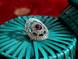 Sterling Silver Sun Motif Ring with Semiprecious Stone