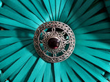Sterling Silver Sun Motif Ring with Semiprecious Stone