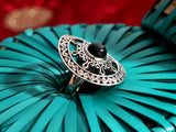 Sterling Silver Sun Motif Ring with Semiprecious Stone