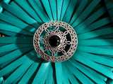 Sterling Silver Sun Motif Ring with Semiprecious Stone