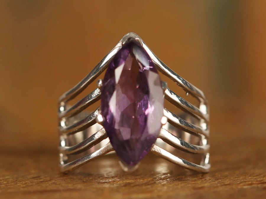 Labradorite and Moonstone Cage Sterling Silver Ring