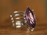 Labradorite and Moonstone Cage Sterling Silver Ring