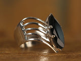 Labradorite and Moonstone Cage Sterling Silver Ring