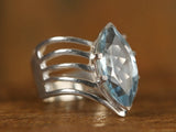 Labradorite and Moonstone Cage Sterling Silver Ring