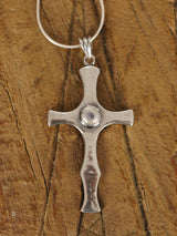 Citrine and Moonstone Cross Sterling Silver Pendant