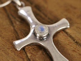 Citrine and Moonstone Cross Sterling Silver Pendant