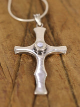 Citrine and Moonstone Cross Sterling Silver Pendant