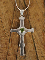 Citrine and Moonstone Cross Sterling Silver Pendant