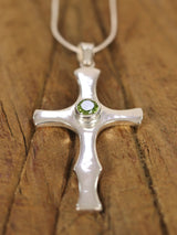 Citrine and Moonstone Cross Sterling Silver Pendant