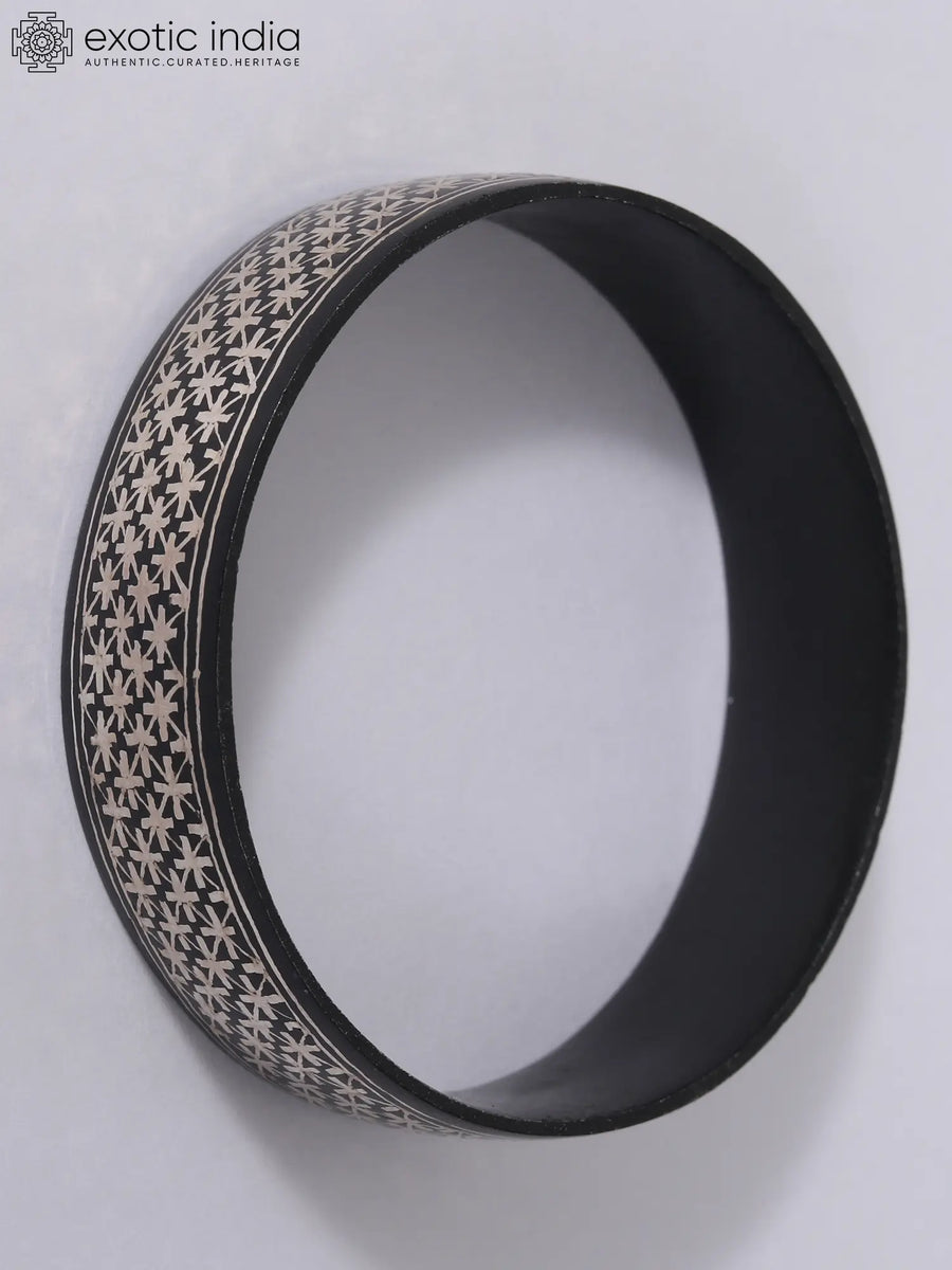 Bidri Star Motif Gunmetal and Silver Inlay Bracelet