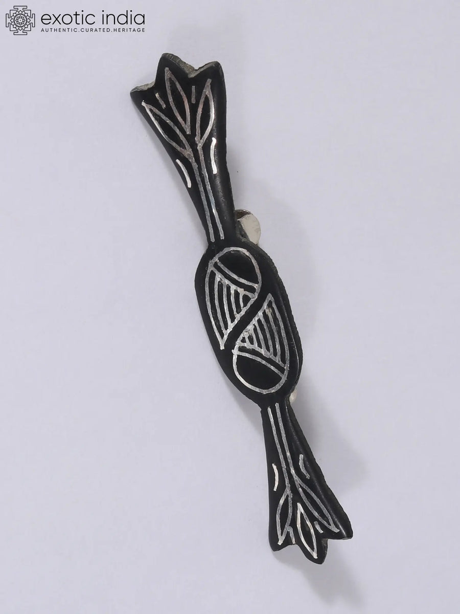 Bidri Art Gunmetal and Silver Brooch for Blazer