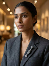 Bidri Art Gunmetal and Silver Brooch for Blazer