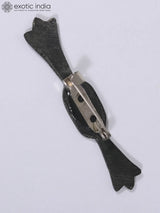 Bidri Art Gunmetal and Silver Brooch for Blazer