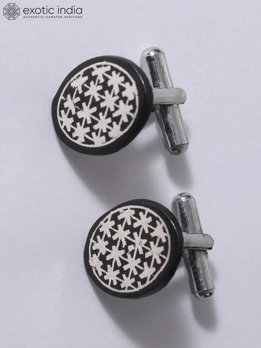 Bidriware Silver Inlay Gunmetal Cufflinks