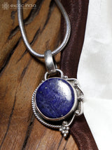 Circular Lapis Lazuli Sterling Silver Pendant
