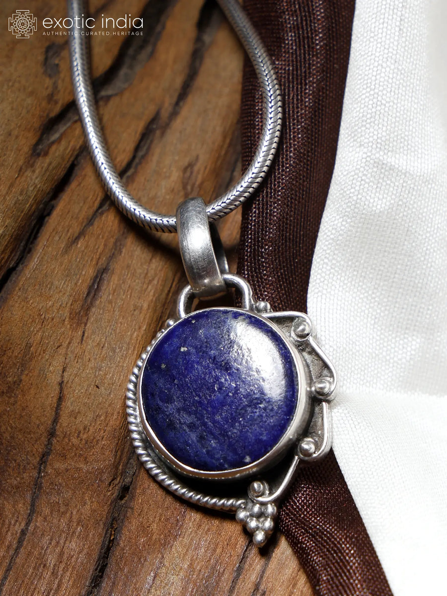 Circular Lapis Lazuli Sterling Silver Pendant