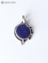 Circular Lapis Lazuli Sterling Silver Pendant