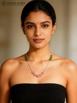 Green Aquamarine and Tourmaline Sterling Silver Necklace