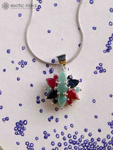 Sapphire, Ruby and Emerald Sterling Silver Pendant