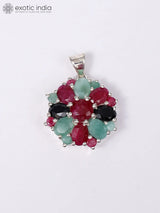 Ruby, Emerald and Sapphire Sterling Silver Pendant