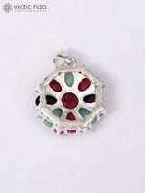 Ruby, Emerald and Sapphire Sterling Silver Pendant